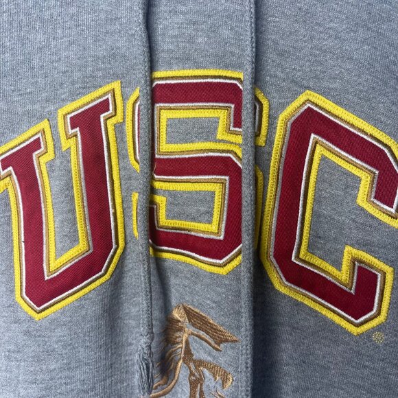 VTG Champs USC Women Gray Hooded Pullover Sweatshirt SZ XS Logo Pocket - Picture 3 of 8